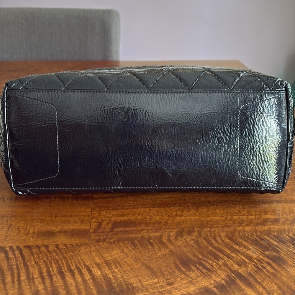 Coach Poppy Black Patent Leather Quilted Tote Bag - Picture 3 of 12